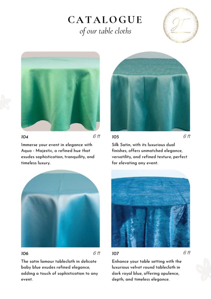 royal blue velvet tablecloth rentals UAE